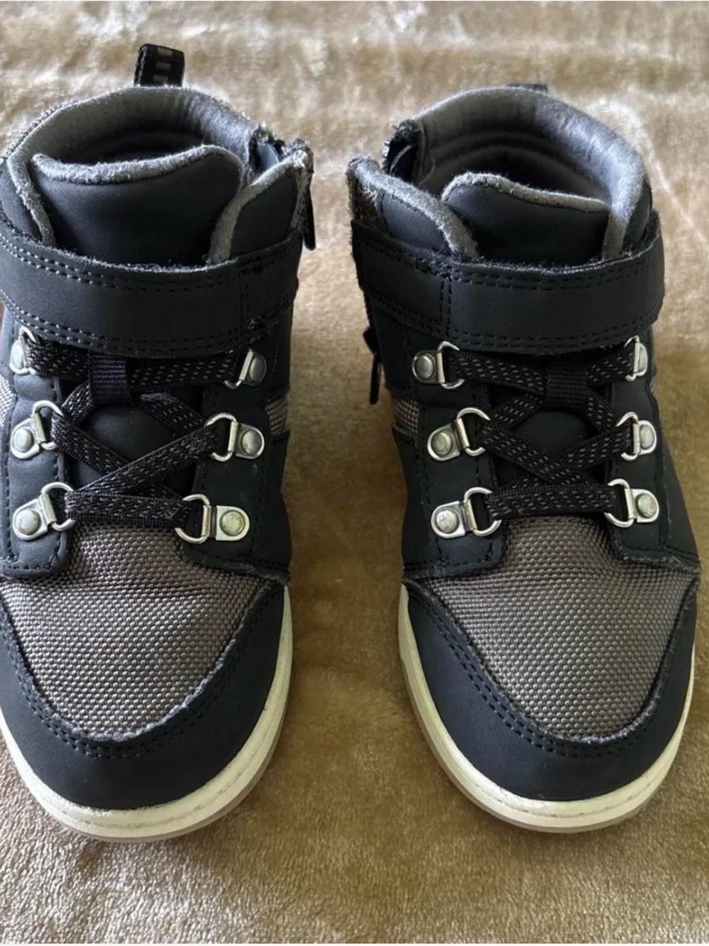 Cat & Jack Black and Gray Kids High-Top Zipper Boots